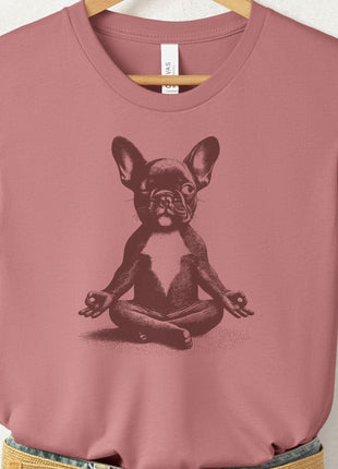 Frenchie French Bulldog Meditate Yoga T-Shirt