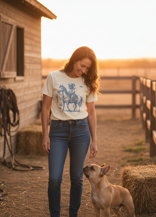 Frenchie French Bulldog Horseback T-Shirt