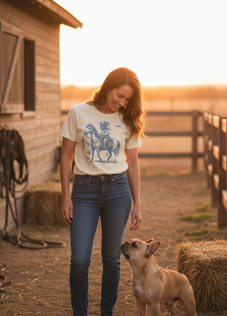 Frenchie French Bulldog Horseback T-Shirt