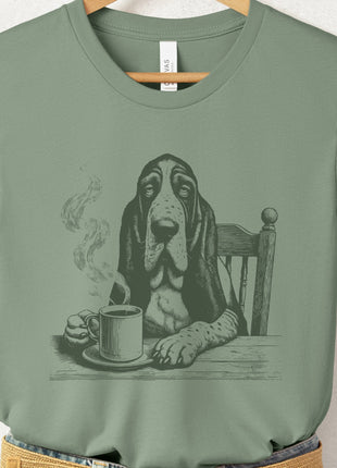 Basset Hound Coffee Morning Mood T-Shirt