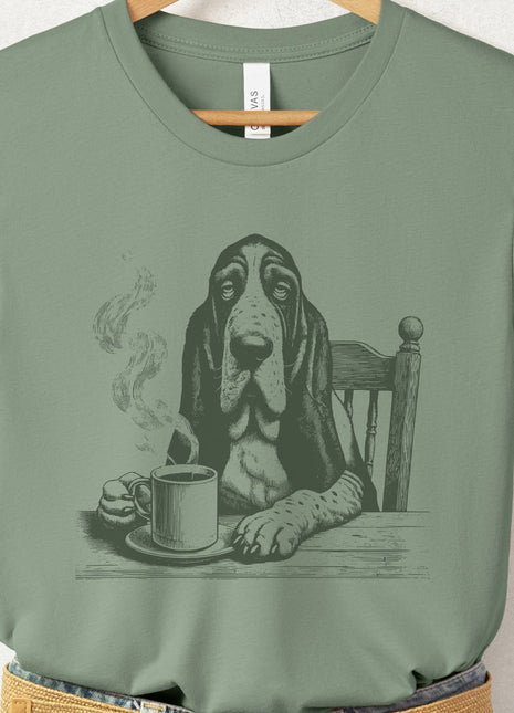Basset Hound Coffee Morning Mood T-Shirt