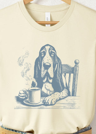Basset Hound Coffee Morning Mood T-Shirt
