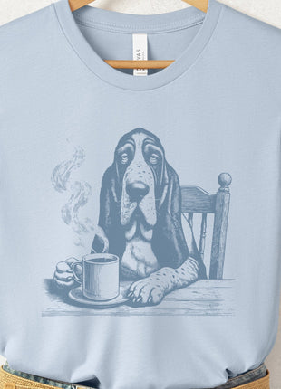 Basset Hound Coffee Morning Mood T-Shirt