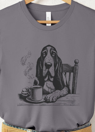 Basset Hound Coffee Morning Mood T-Shirt