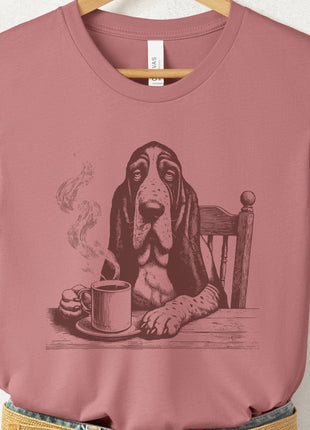 Basset Hound Coffee Morning Mood T-Shirt