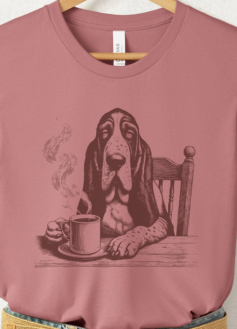Basset Hound Coffee Morning Mood T-Shirt