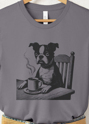 Boston Terrier Coffee Morning Mood T-Shirt