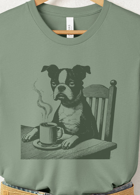 Boston Terrier Coffee Morning Mood T-Shirt
