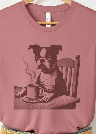 Boston Terrier Coffee Morning Mood T-Shirt