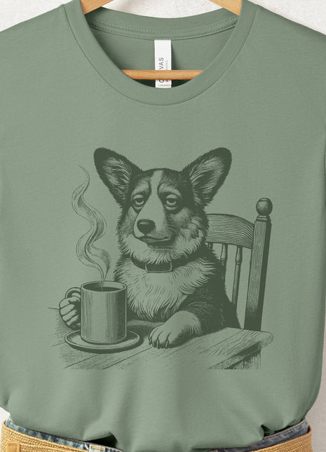 Corgi Coffee Morning Mood T-Shirt