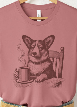 Corgi Coffee Morning Mood T-Shirt