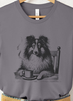 Shetland Sheepdog Sheltie Coffee Morning Mood T-Shirt