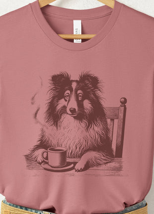 Shetland Sheepdog Sheltie Coffee Morning Mood T-Shirt