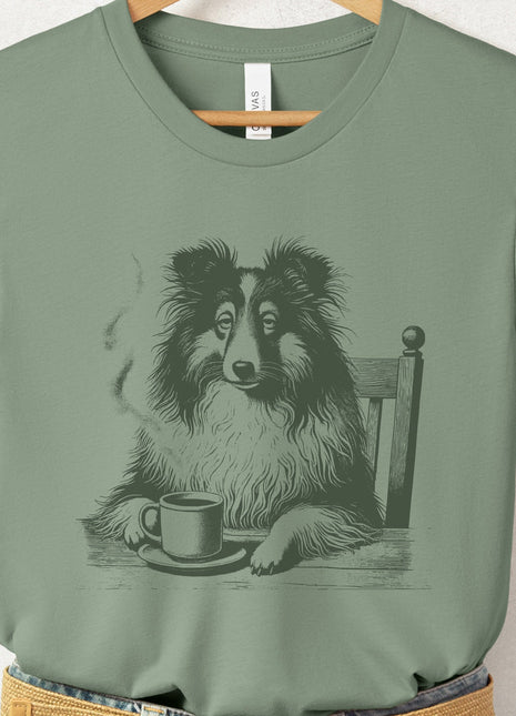 Shetland Sheepdog Sheltie Coffee Morning Mood T-Shirt