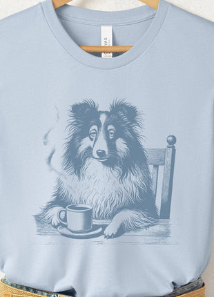 Shetland Sheepdog Sheltie Coffee Morning Mood T-Shirt