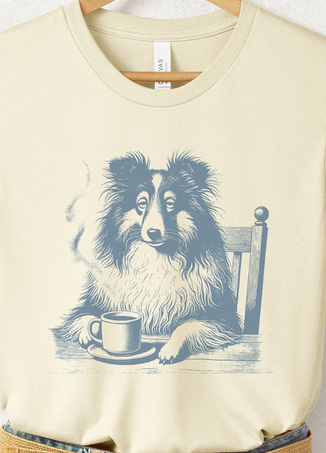 Shetland Sheepdog Sheltie Coffee Morning Mood T-Shirt