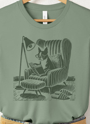 Boston Terrier Reading Chair T-Shirt