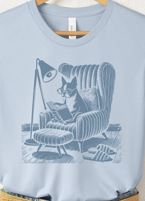Boston Terrier Reading Chair T-Shirt