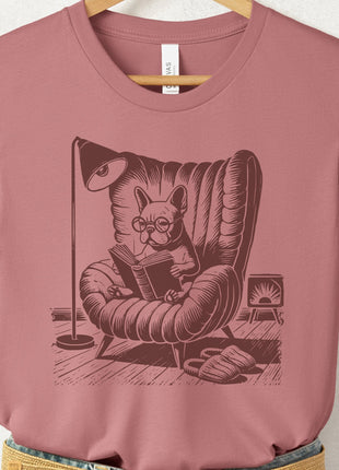 French Bulldog Frenchie Reading Chair T-Shirt