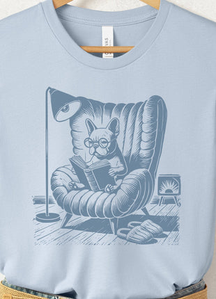 French Bulldog Frenchie Reading Chair T-Shirt