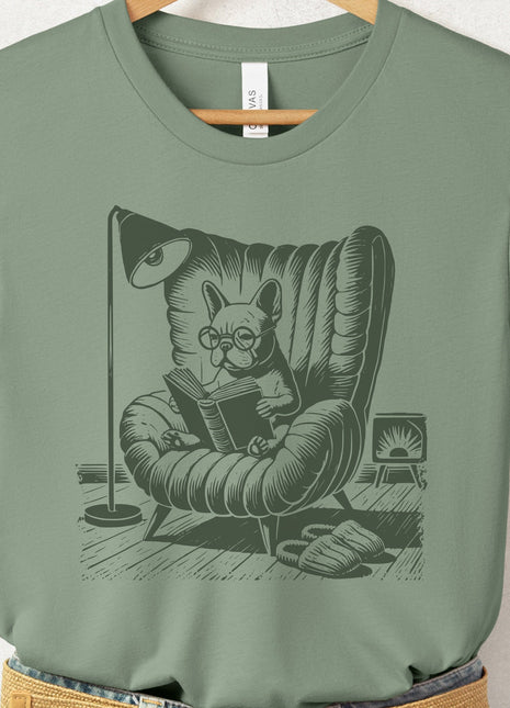 French Bulldog Frenchie Reading Chair T-Shirt