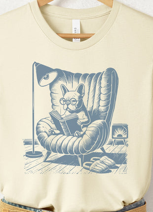 French Bulldog Frenchie Reading Chair T-Shirt
