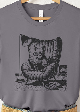 French Bulldog Frenchie Reading Chair T-Shirt