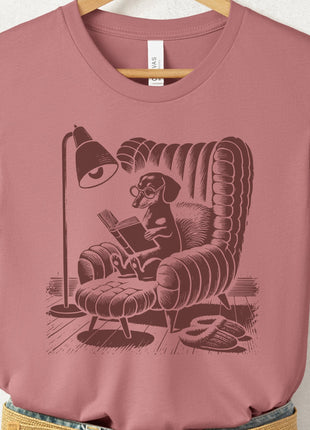 Dachshund Wiener Dog Reading Chair T-Shirt