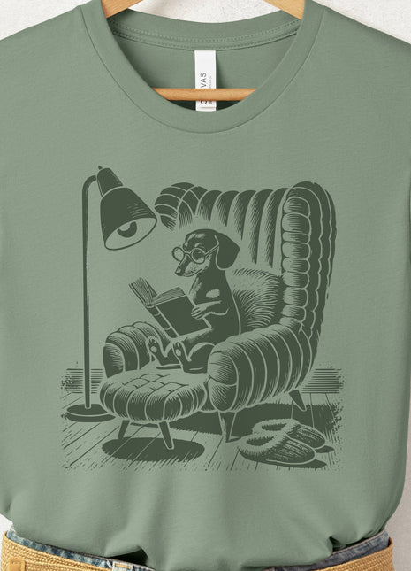 Dachshund Wiener Dog Reading Chair T-Shirt