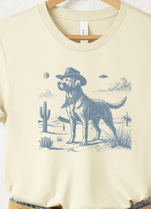 Lab Labrador Retriever Cowboy Ink Space UFO T-Shirt