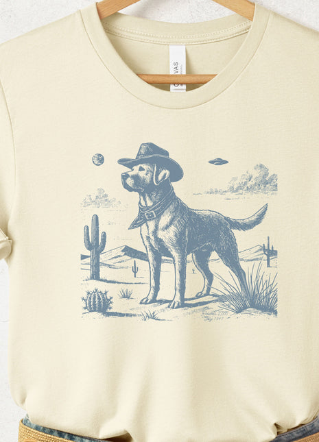 Lab Labrador Retriever Cowboy Ink Space UFO T-Shirt