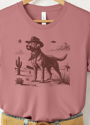 Lab Labrador Retriever Cowboy Ink Space UFO T-Shirt