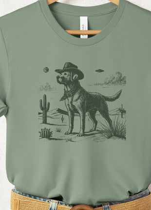Lab Labrador Retriever Cowboy Ink Space UFO T-Shirt