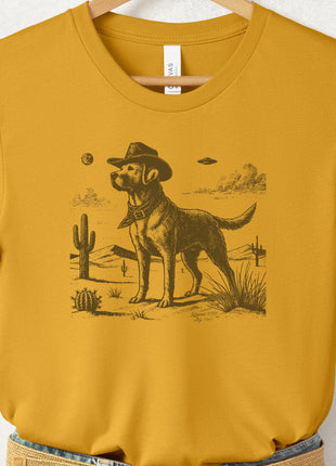 Lab Labrador Retriever Cowboy Ink Space UFO T-Shirt