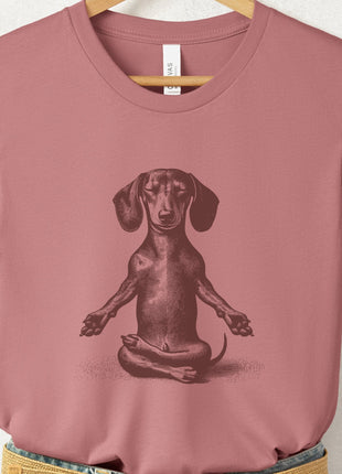 Dachshund Wiener Dog Meditate Yoga T-Shirt