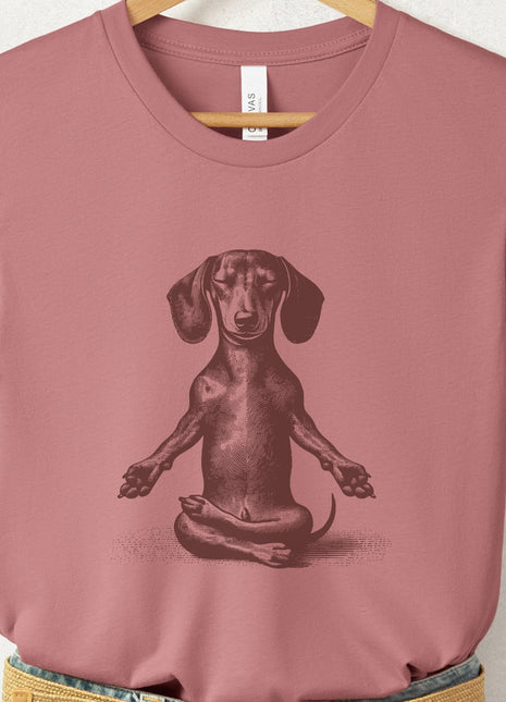Dachshund Wiener Dog Meditate Yoga T-Shirt
