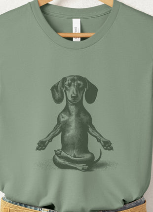 Dachshund Wiener Dog Meditate Yoga T-Shirt