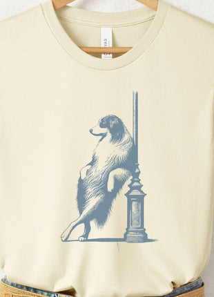 Australian Shepherd Aussie Lamppost Leaning T-Shirt