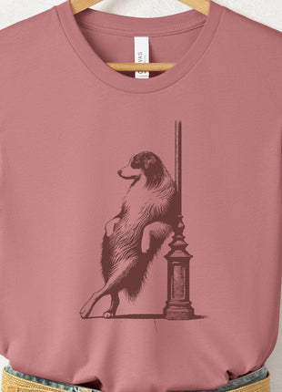 Australian Shepherd Aussie Lamppost Leaning T-Shirt
