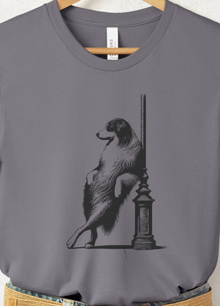 Australian Shepherd Aussie Lamppost Leaning T-Shirt