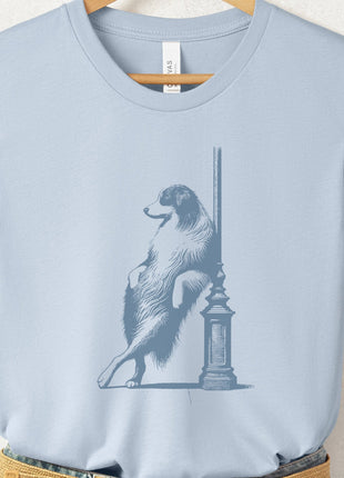 Australian Shepherd Aussie Lamppost Leaning T-Shirt