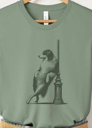 Australian Shepherd Aussie Lamppost Leaning T-Shirt
