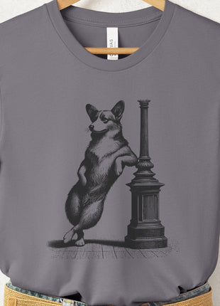 Corgi Lamppost Leaning T-Shirt