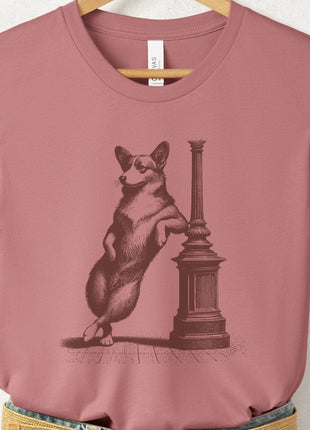 Corgi Lamppost Leaning T-Shirt