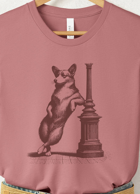 Corgi Lamppost Leaning T-Shirt