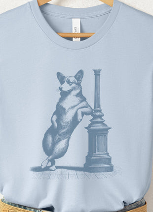 Corgi Lamppost Leaning T-Shirt