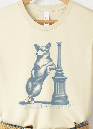 Corgi Lamppost Leaning T-Shirt
