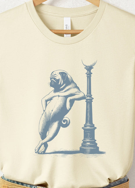 Pug Lamppost Leaning T-Shirt