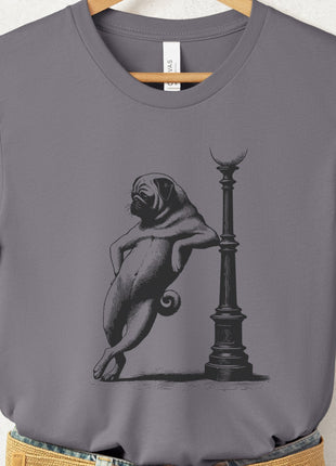 Pug Lamppost Leaning T-Shirt