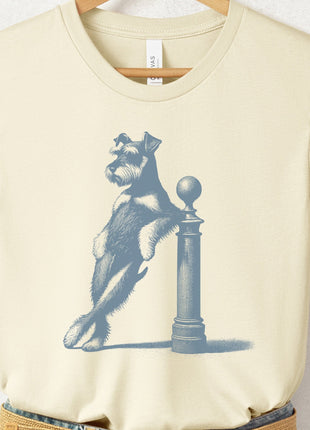 Schnauzer Lamppost Leaning T-Shirt